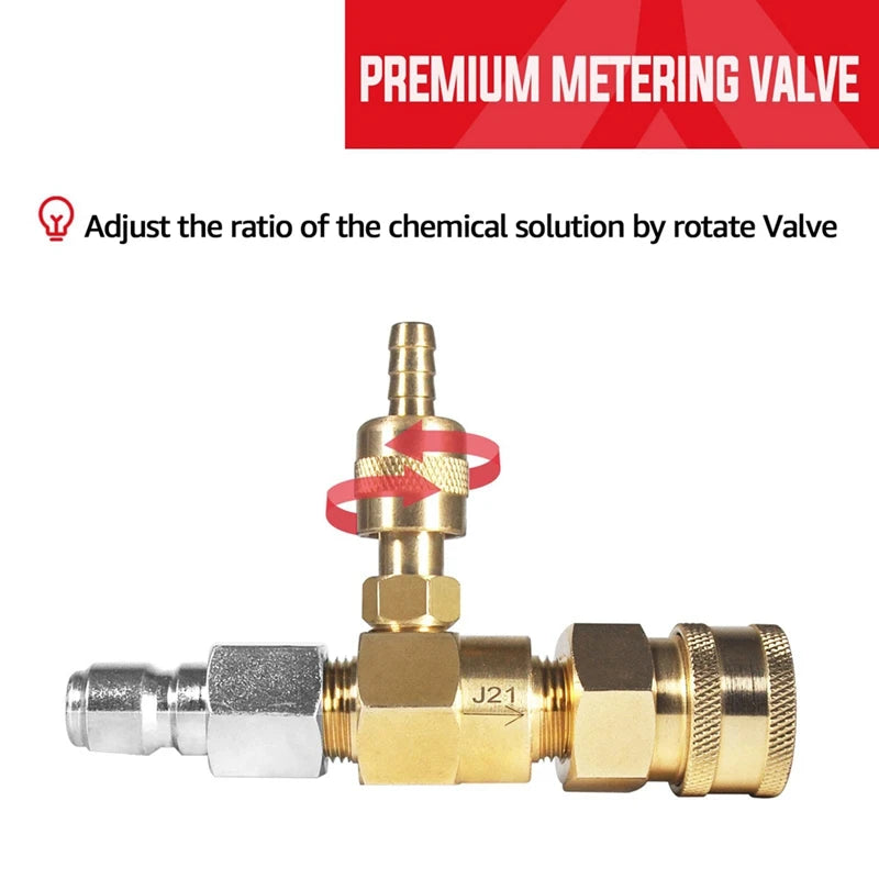 1 Set Adjustable Chemical Injector Injector For Pressure Washer 3/8Inch Soap Injector With Siphon Hose & Soap Nozzle
