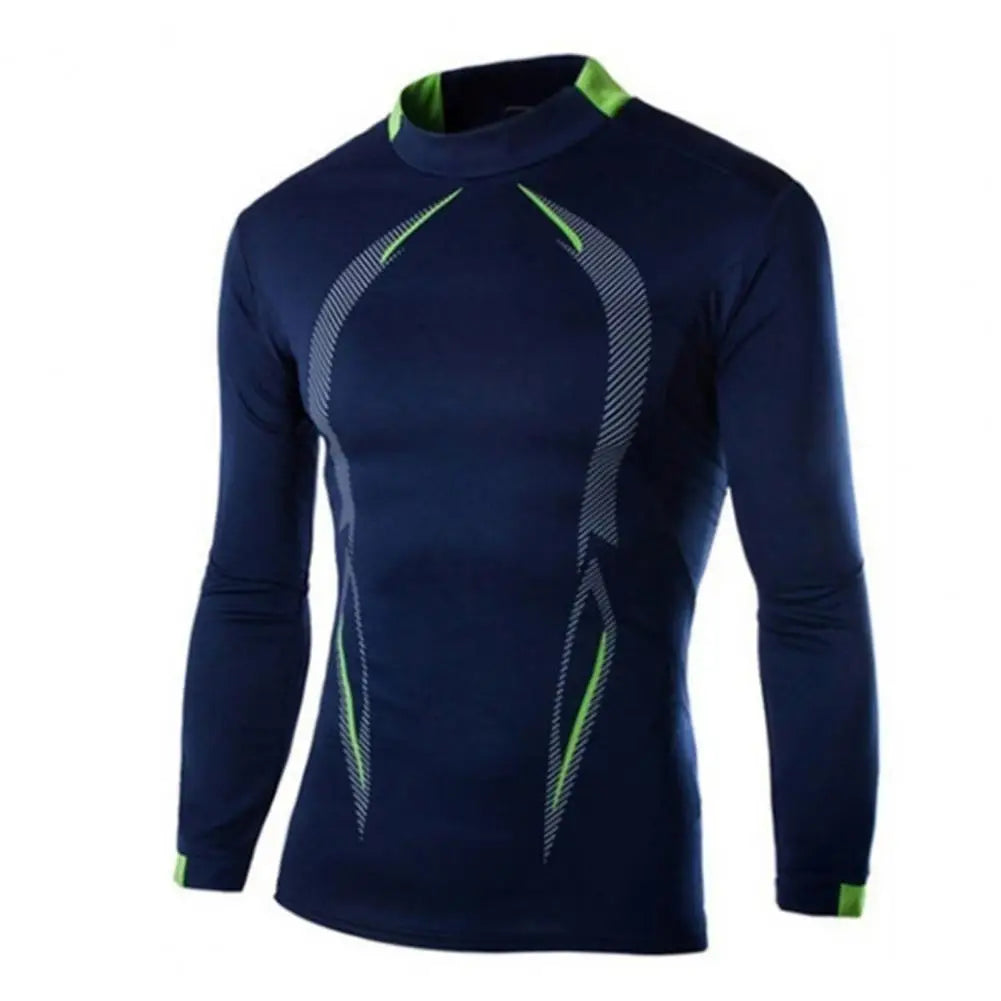 Men Workout Long Sleeve T-shirt Gym Shirt Round Neck Slim Fit T-shirt Sweat Absorption Workout Tees Quick Dry Sports T-shirts
