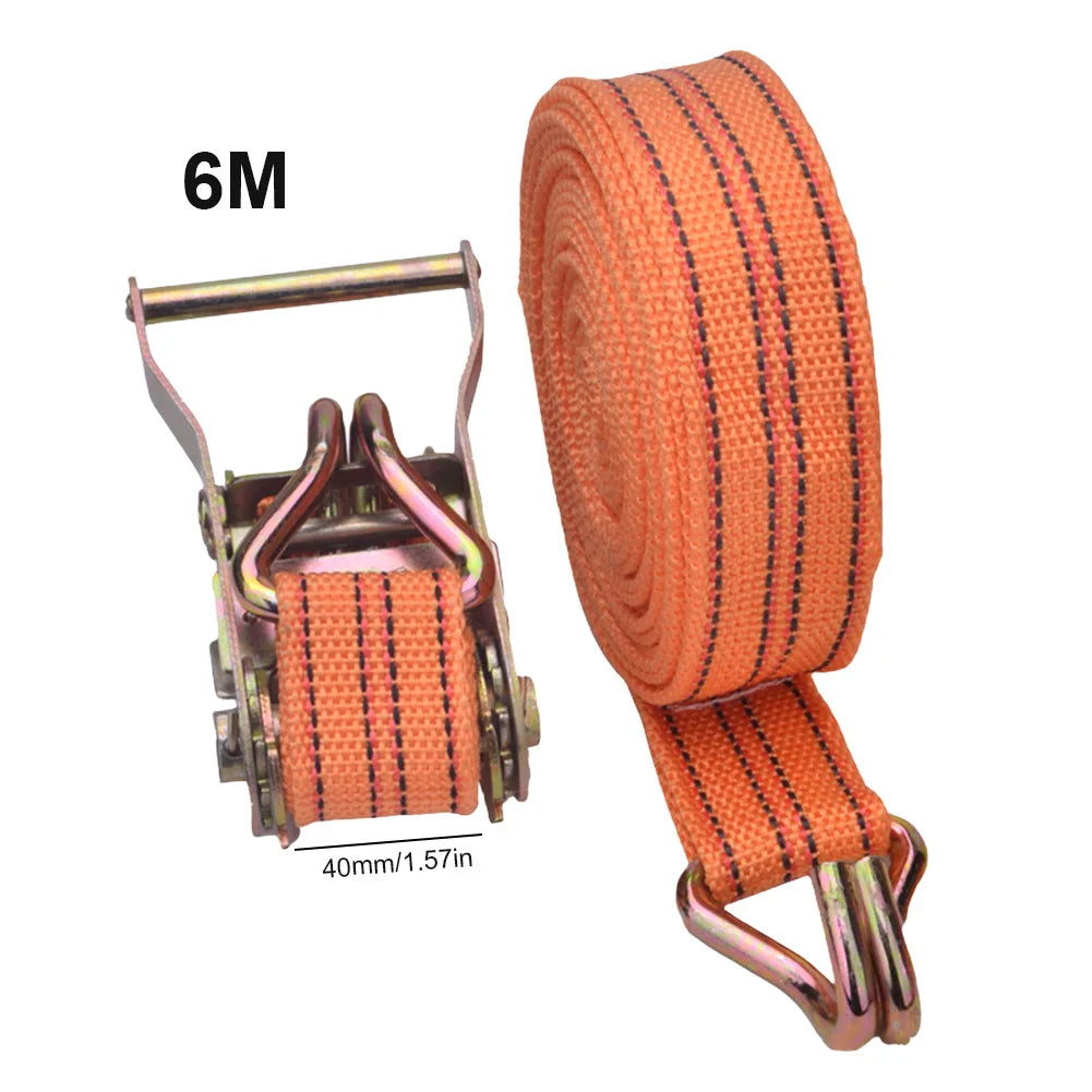 Heavy Duty Ratchet Tie Down Straps 3-10 Meter Long 40mm Wide Double Hook Lashing Belt for Truck Cargo Securing Transport Binding