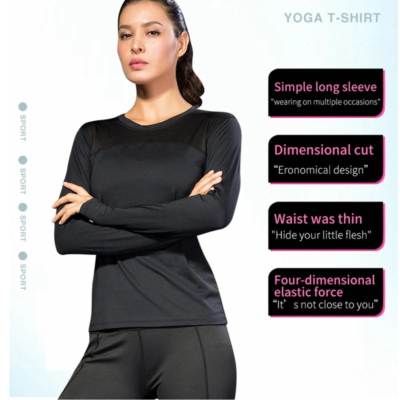 Long Sleeve Workout Shirts Women Quick Dry Gym Athletic T-Shirt Running Hiking Yoga Top with Thumb Hole Slim Fit