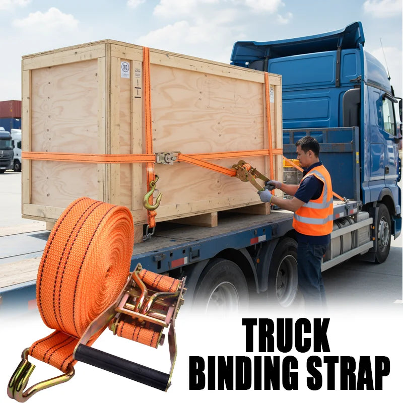 40mm Heavy Duty Ratchet Tie Down, 6/8/10M Truck Strapping, Binding Strap Rope with Tensioner for Secure Fastening Tow Strap