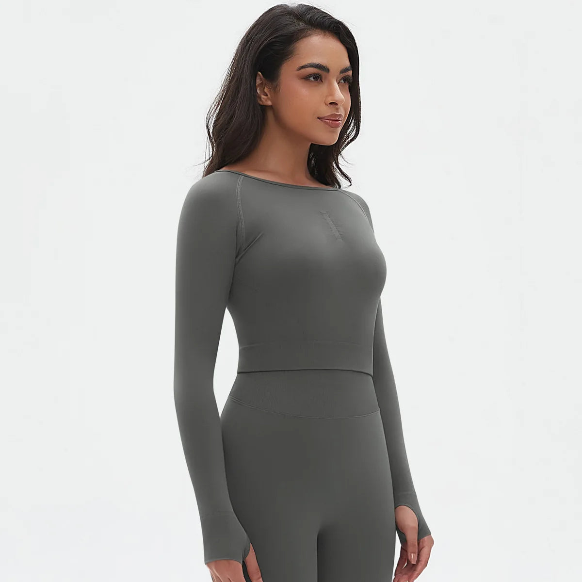 Seamless Long Sleeve Workout Tops for Women Ruched Compression Athletic Top Gym Fitness Yoga Shirt Running Tight Undershirt