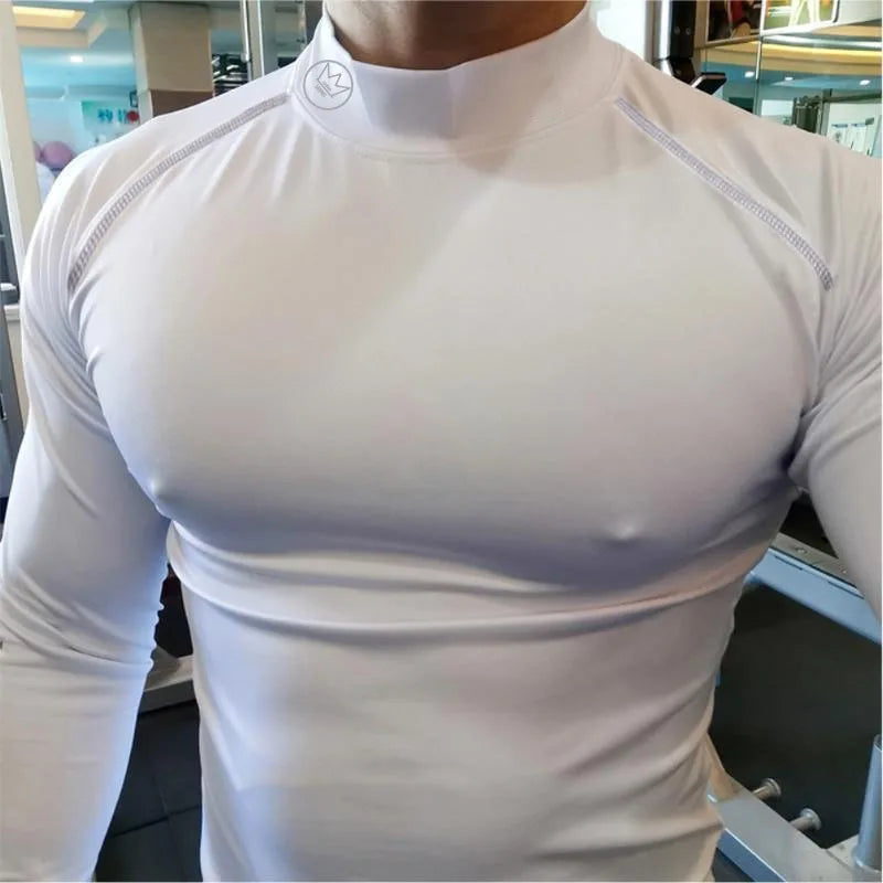 Gym Long Sleeve Shirt Men Fitness Training T-shirt Running Sport Bodybuilding Skinny Tee Tops Muscle Workout Clothing