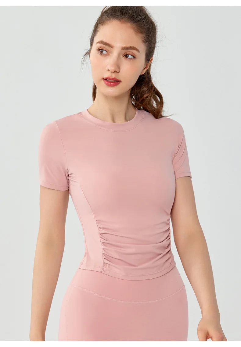 Women's Yoga Tops Short Sleeve Slim Fit Quick Dry Workout Shirts for Running Gym Fitness Breathable Summer Sports T-shirt