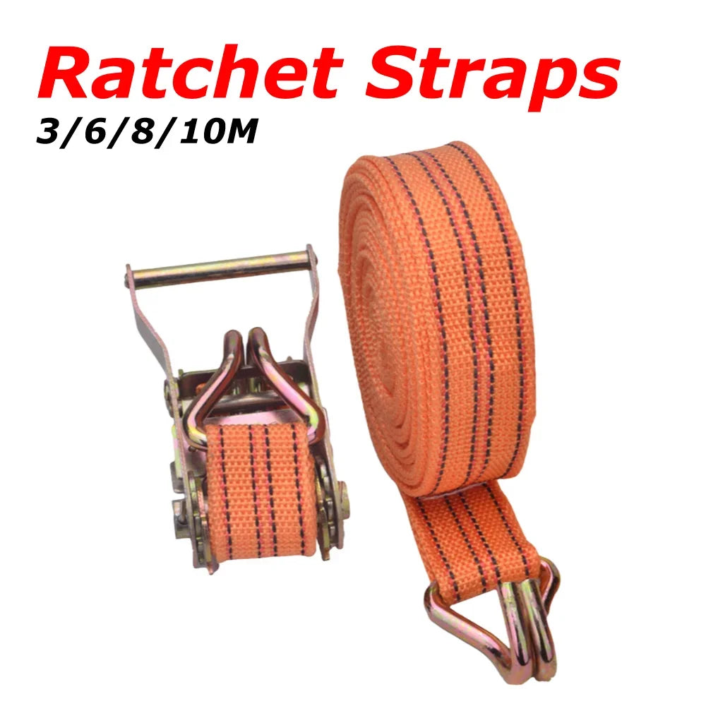 3/6/8/10M Ratchet Straps Tighten Belt Strap Rope Claw Lorry Lashing Handy Straps Load Winch Towing Rope Strapping Belt Tensioner