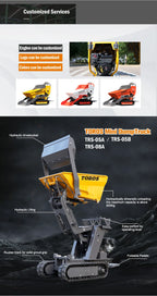 TOROS Ce Epa Certification 500Kg 800Kg Mini Dump Trucks Mining Sit Dumper Truck With 4X4 Tipper Customized Truck Dumper For Sale