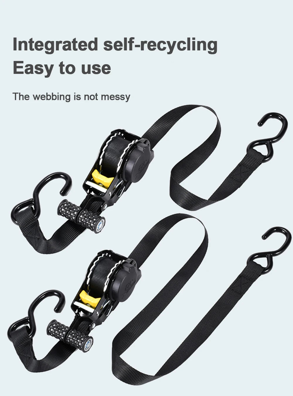 Automatic Ratchet Strap Retractable Tensioner Strap Luggage Cargo Tie-Down Rope Motorcycle Strap Fastening Polyester Strap
