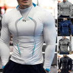 Men Workout Long Sleeve T-shirt Gym Shirt Round Neck Slim Fit T-shirt Sweat Absorption Workout Tees Quick Dry Sports T-shirts