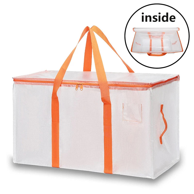 4/8/10 Pack Extra Large Moving Bags with Zippers Carrying Handles Heavy Duty Storage Tote Moving Boxes for Space Saving