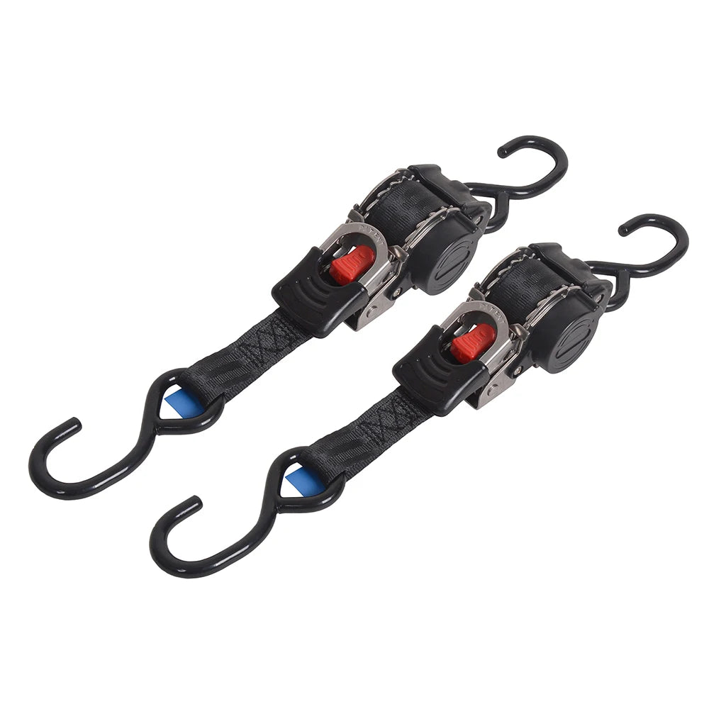 2 Pack Bolt-On Retractable Ratchet Straps Stainless Steel Ratchet Tie Down Straps Heavy Duty Auto Retracting Ratchet Straps