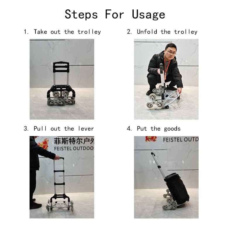 Foldable Trolley Climbing Stairs Cart Upstairs Cargo Transport folded Trolley with Wheels Trailer Truck Moving Tools