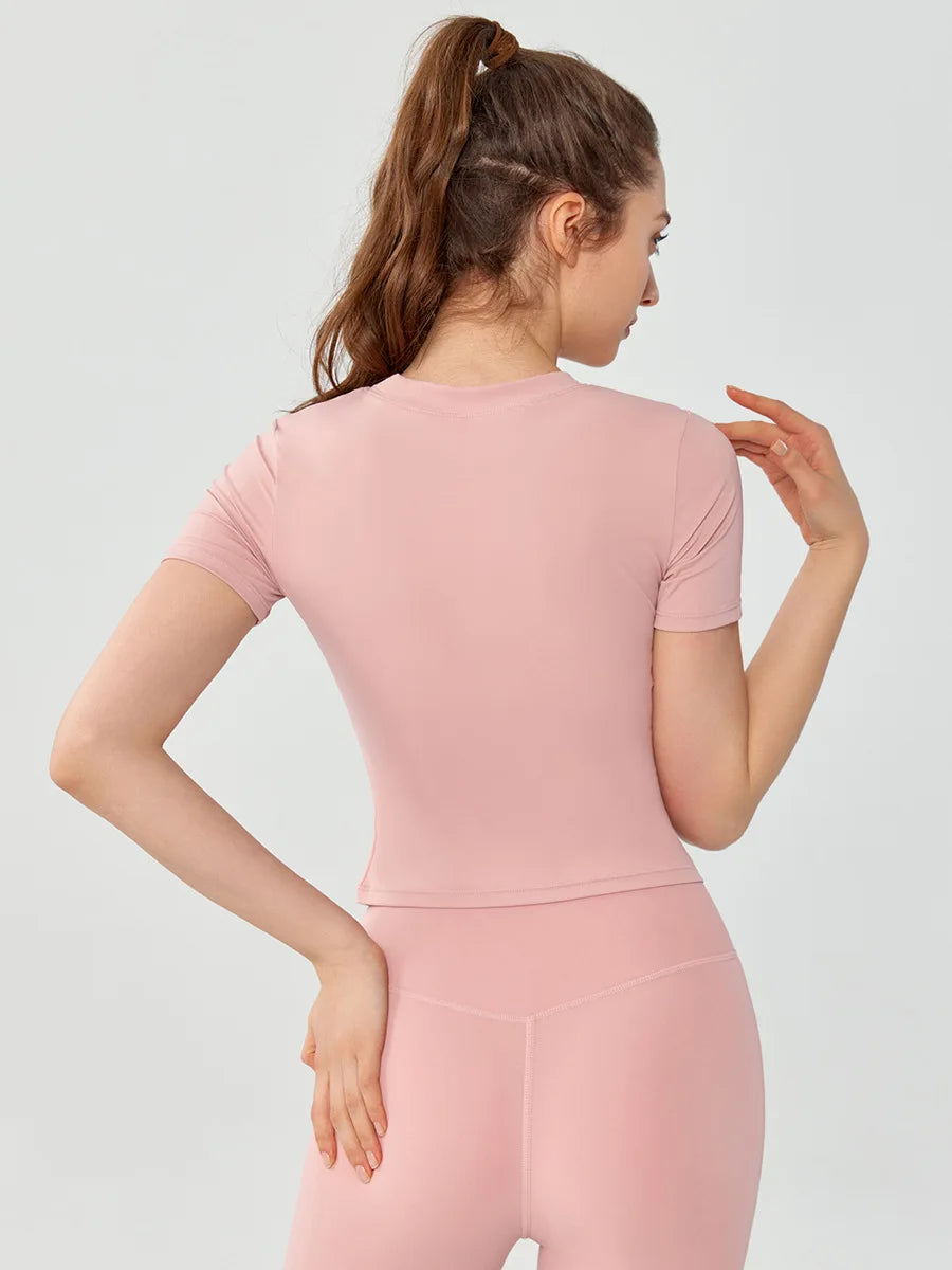 Women's Yoga Tops Short Sleeve Slim Fit Quick Dry Workout Shirts for Running Gym Fitness Breathable Summer Sports T-shirt