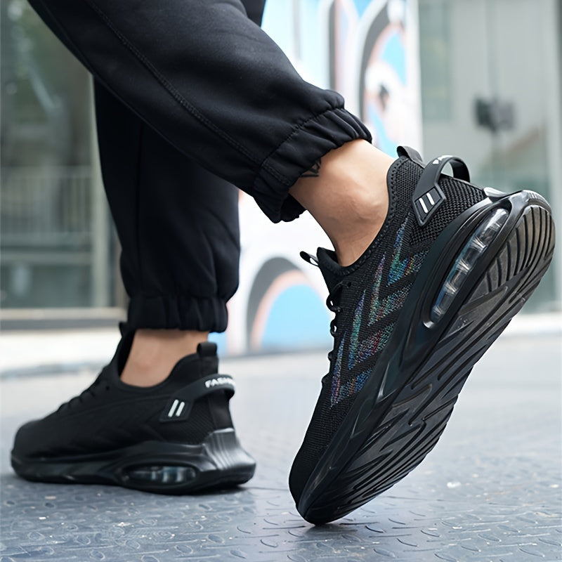 PLUS SIZE Men's Steel Toe Work Shoes & Puncture Proof Safety Shoes, Woven Breathable Comfy Non Slip Durable Lace Up Shoes, Perfect For Constructional Safety Workout Activities