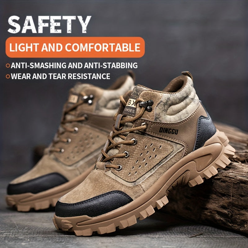 Men's Work Shoes Anti-smashing And Anti-piercing Steel Toe Shoes Anti-smashing And Anti-piercing Steel Toe Shoes Puncture Proof Anti-skid Steel Toe High Top Work Shoes Men's Steel Toe Anti-Puncture Breathable Lightweight Inde