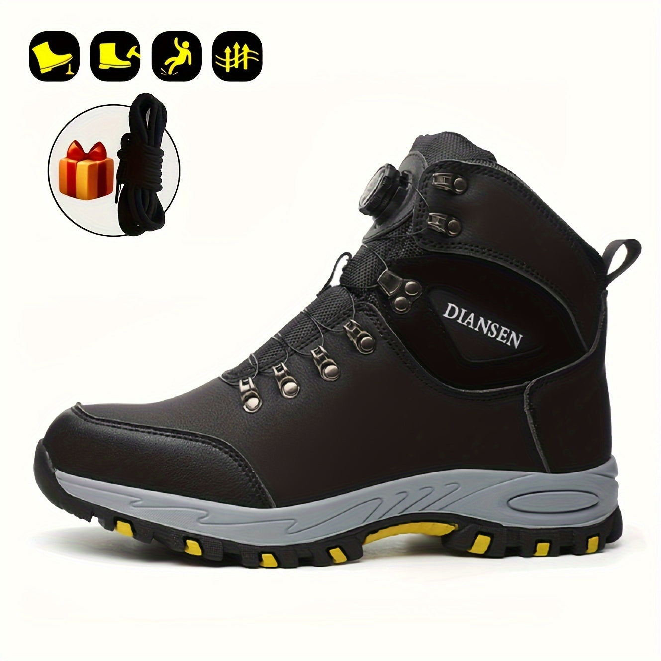 Men'S Steel Toe & Puncture Proof Breathable Work Boots - Non-Slip Lace-Up Safety Shoes with Durable Rubber Sole, Ergonomic Design & Cushioned Insole for Outdoor Hiking, Training, Casual Wear, Steel Toe Boots, Hiking Footwear,