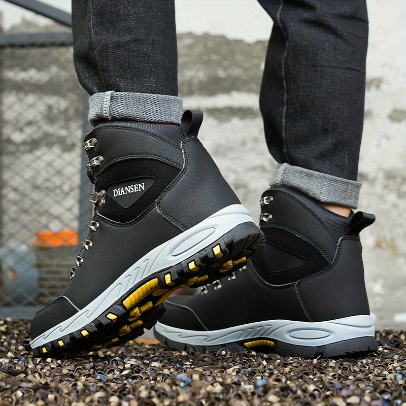 Men'S Steel Toe & Puncture Proof Breathable Work Boots - Non-Slip Lace-Up Safety Shoes with Durable Rubber Sole, Ergonomic Design & Cushioned Insole for Outdoor Hiking, Training, Casual Wear, Steel Toe Boots, Hiking Footwear,