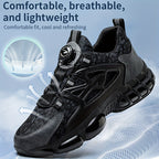 Men's Steel Toe & Puncture Proof Breathable Work Boots, Comfy Non Slip Lace Up Durable Safety Shoes For Men's Outdoor Activities