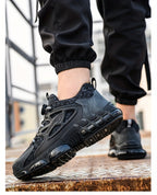 Men's Steel Toe & Puncture Proof Breathable Work Boots, Comfy Non Slip Lace Up Durable Safety Shoes For Men's Outdoor Activities