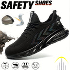 PLUS SIZE Men's Steel Toe Work Shoes & Puncture Proof Safety Shoes, Woven Breathable Comfy Non Slip Durable Lace Up Shoes, Perfect For Constructional Safety Workout Activities