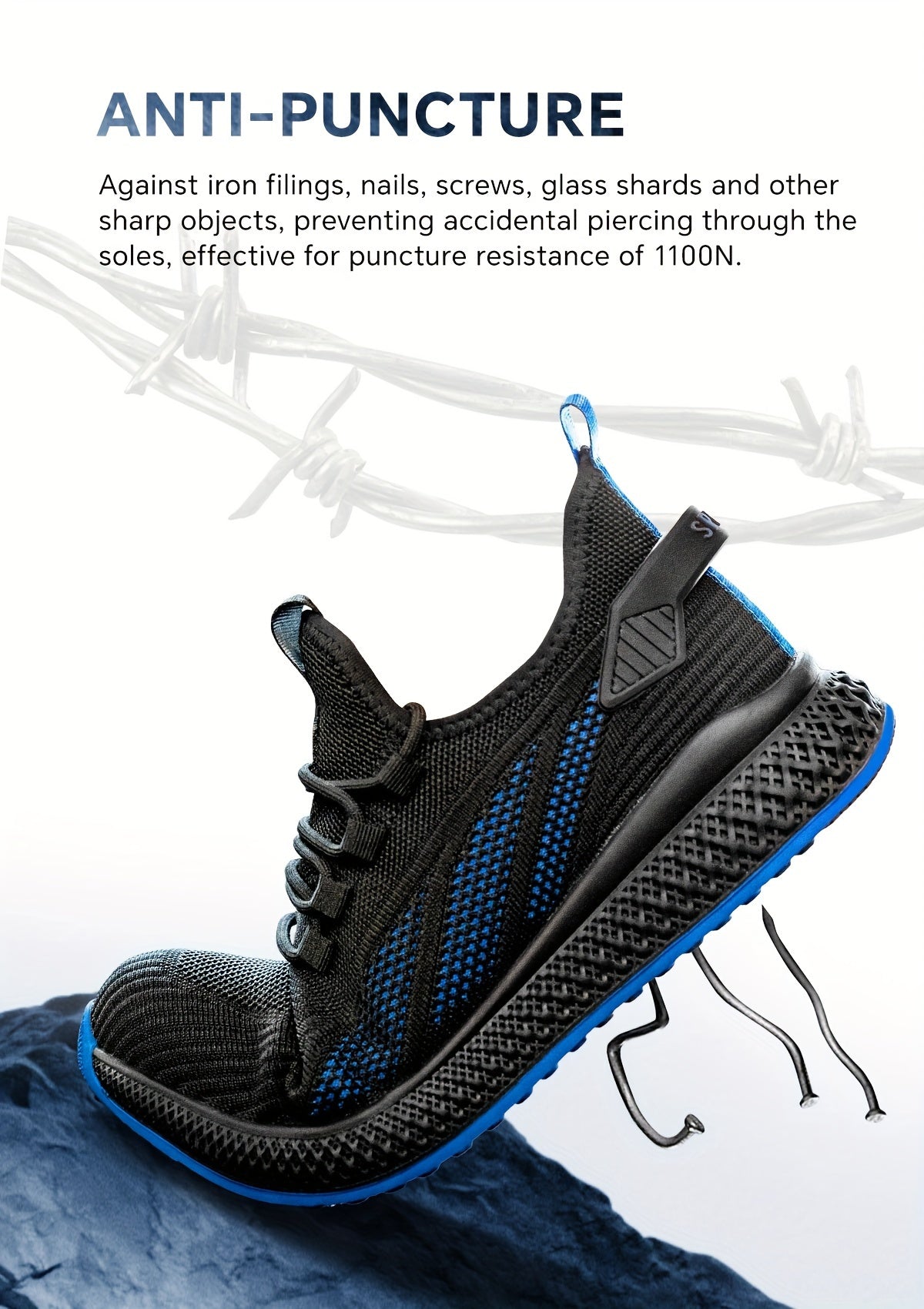 SPIEZ Unisex Safety Shoes With Composite Toe Cap, Puncture Proof Breathable Work Shoes For Men, Slip On Fashion Sneakers For Work And Daily Wear