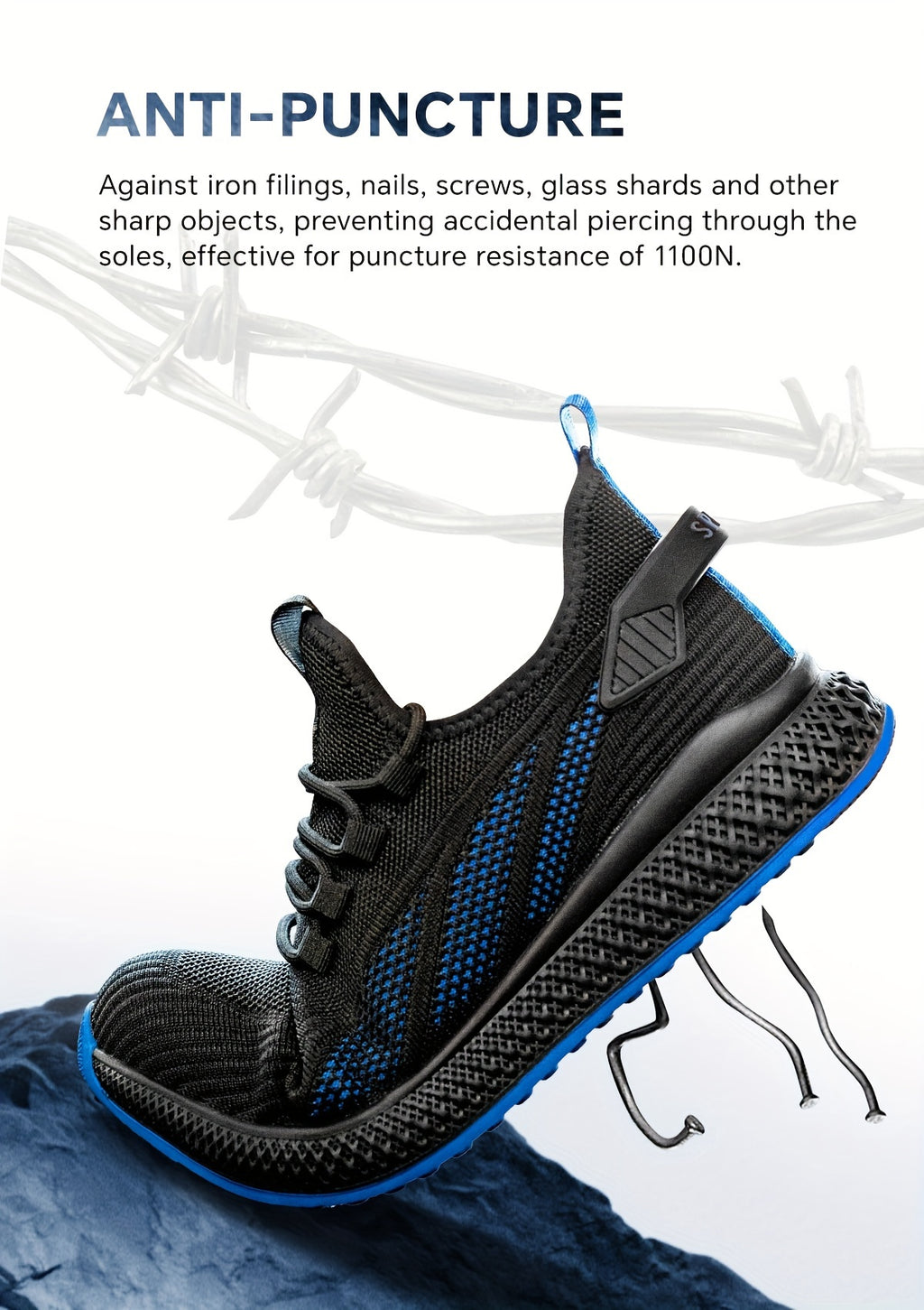 SPIEZ Unisex Safety Shoes With Composite Toe Cap, Puncture Proof Breathable Work Shoes For Women, Slip On Fashion Sneakers For Work And Daily Wear