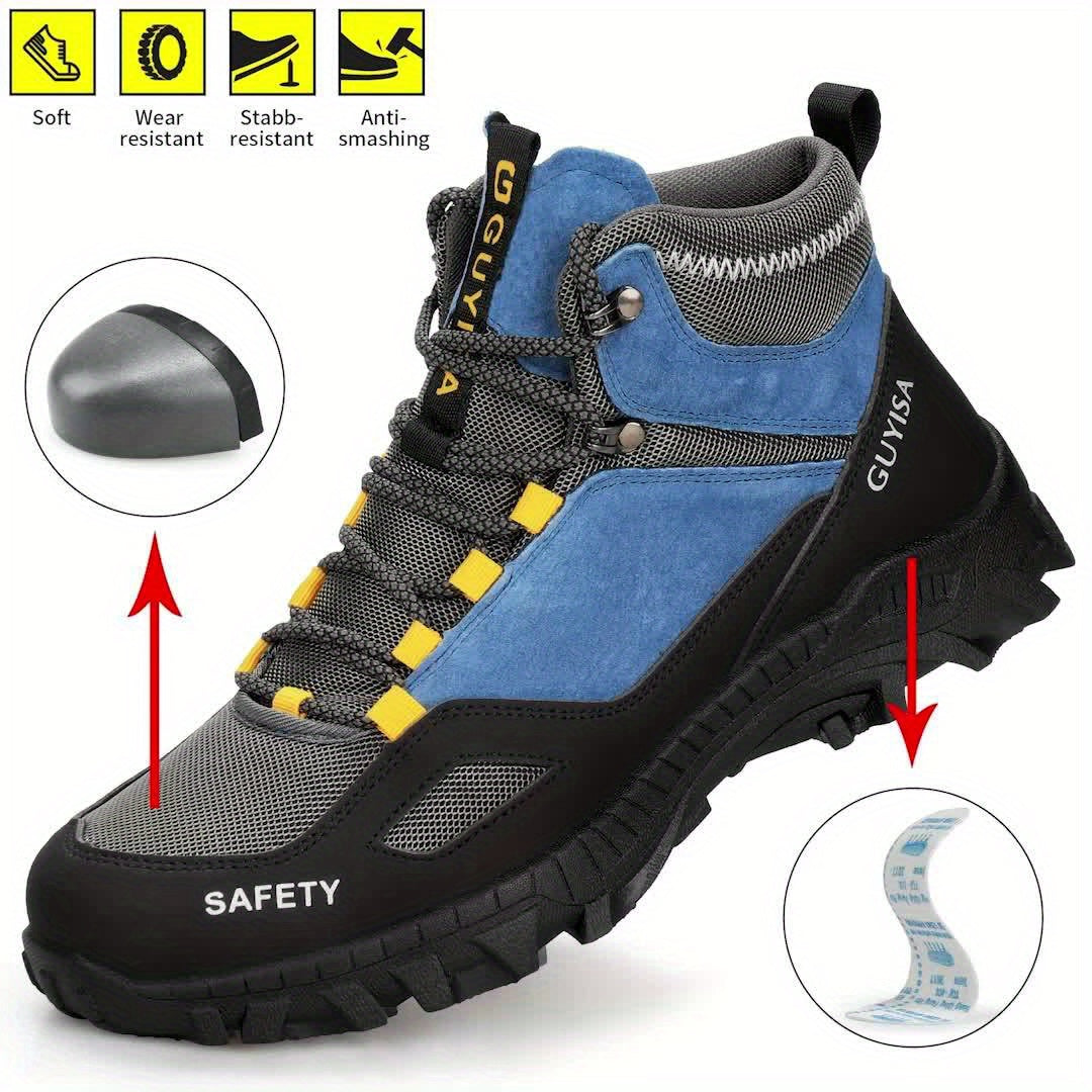 GUYISA Steel Head Men'S Steel Ladle Head Anti Smash, Anti stab, Wear resistant, Comfortable Soft Bottom Four Seasons Professional Safety Shoes